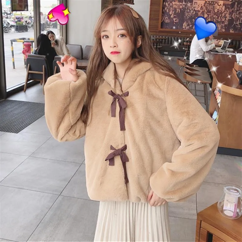Bear Ear Hooded Loose Coat