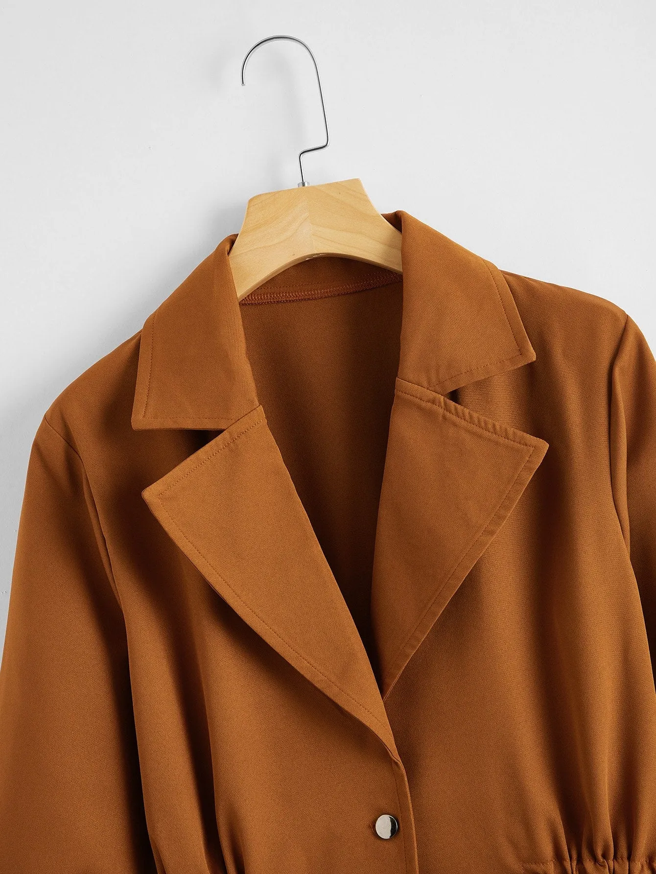 Drawstring Waist Button Up Coat( Clearance sale