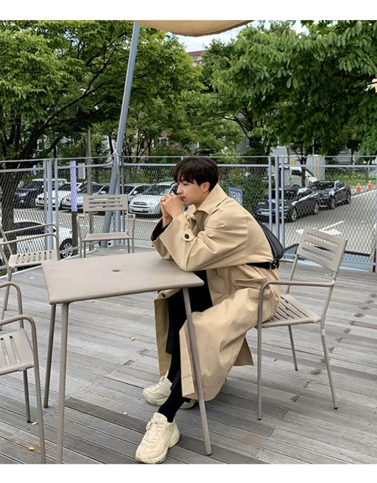 Mauroicardi Spring Autumn Long Oversized Black or Khaki Trench Coat Raglan Sleeve Single Breasted Loose Casual Korean Fashion