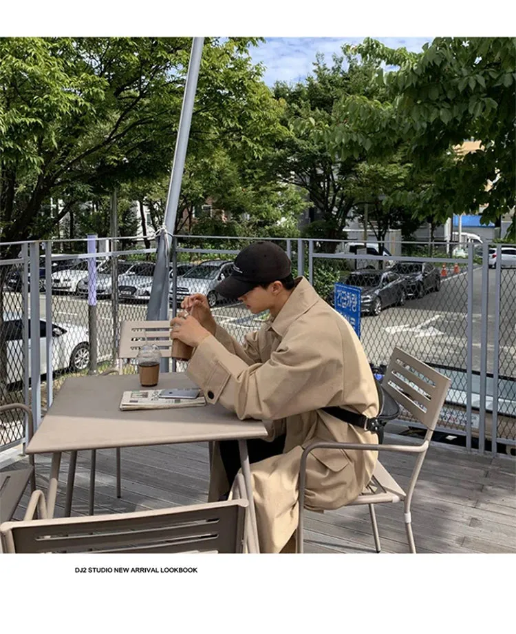 Mauroicardi Spring Autumn Long Oversized Black or Khaki Trench Coat Raglan Sleeve Single Breasted Loose Casual Korean Fashion