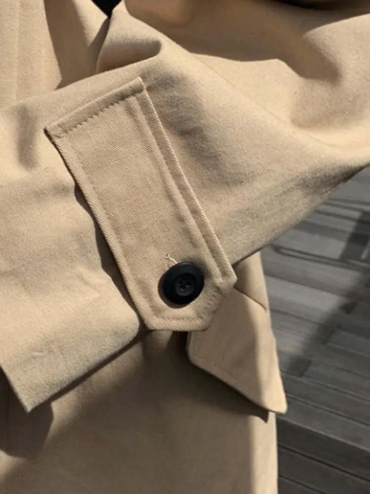 Mauroicardi Spring Autumn Long Oversized Black or Khaki Trench Coat Raglan Sleeve Single Breasted Loose Casual Korean Fashion