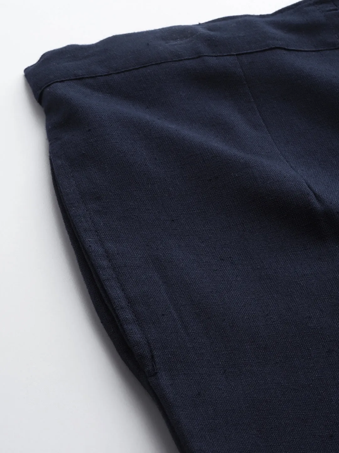 Navy Blue Cotton Fit Trousers