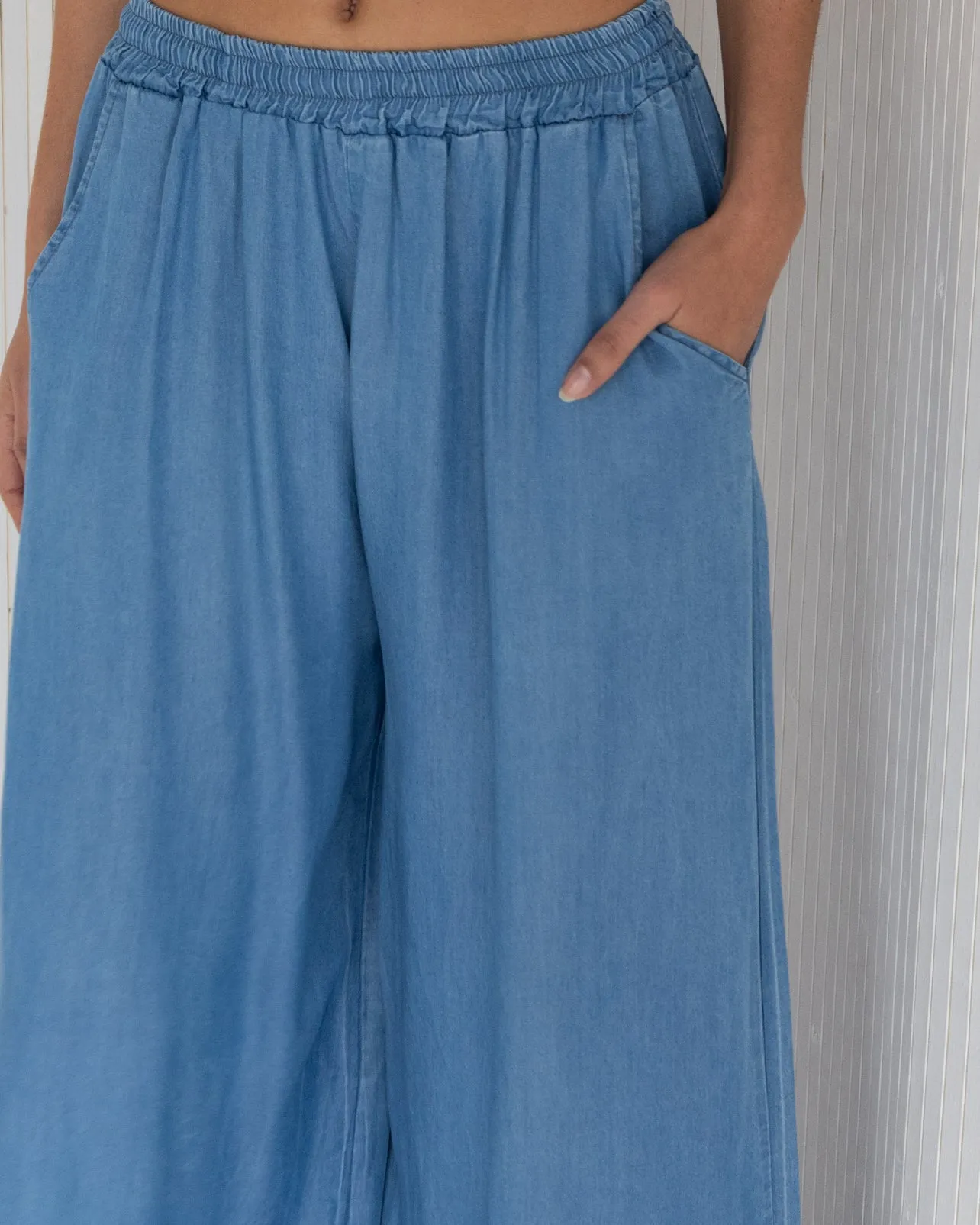 NEW | Fran Wide Leg Trousers | Denim Blue