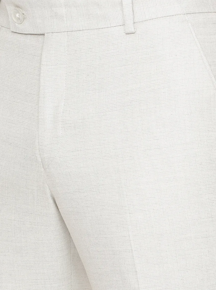 Off-White Solid Slim Fit Formal Trouser | JB Studio