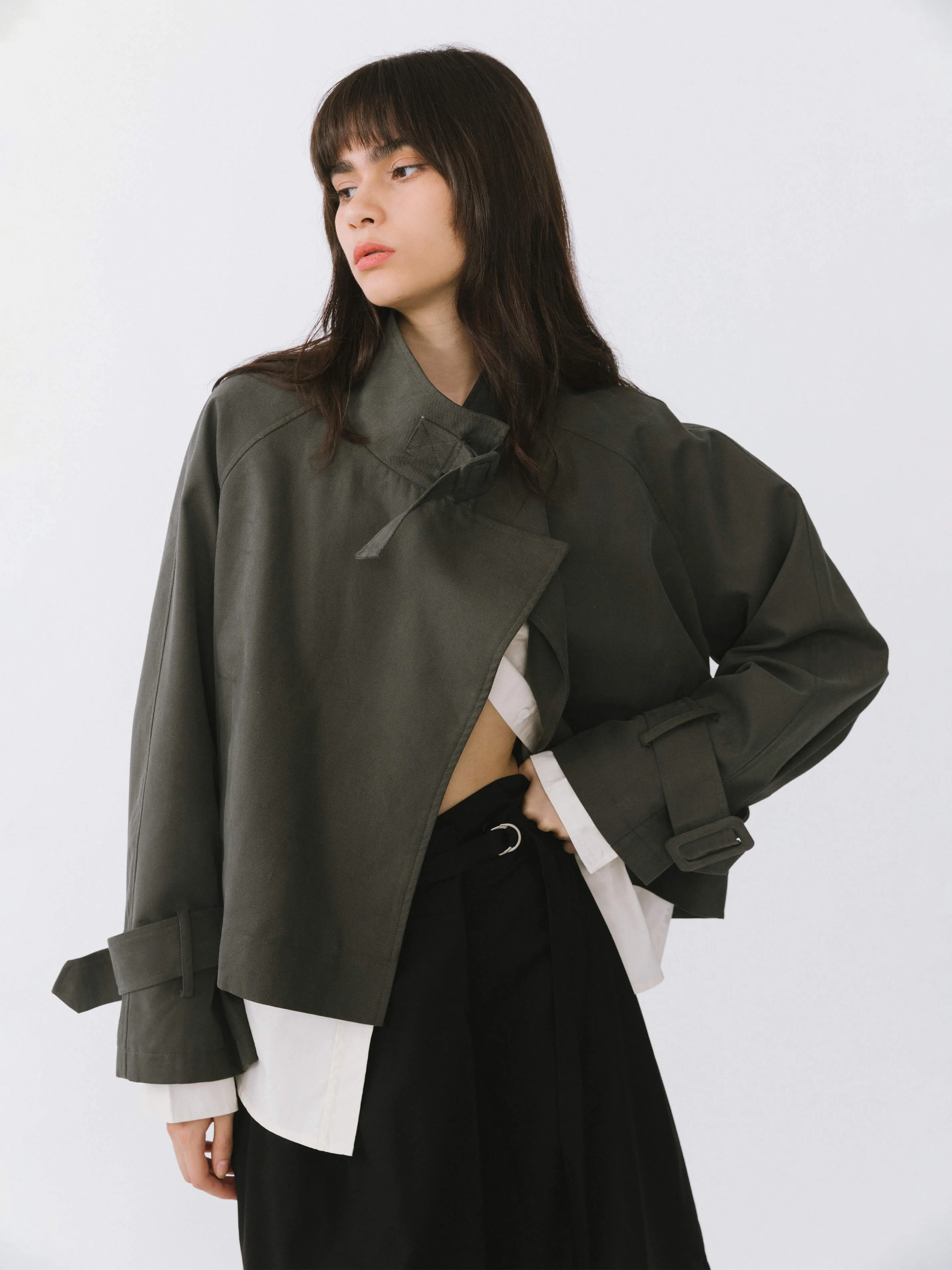 Overlay Cropped Trench Coat