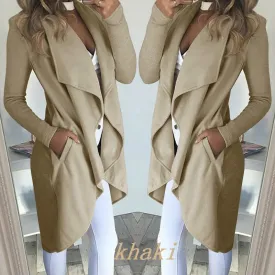 Purpdrank - Brand New Women Trench Fashion Women Slim Long Sleeve Casual Irregular Suit Coat Outwear Cardigan Solid Pocket Fashion Hot 2023